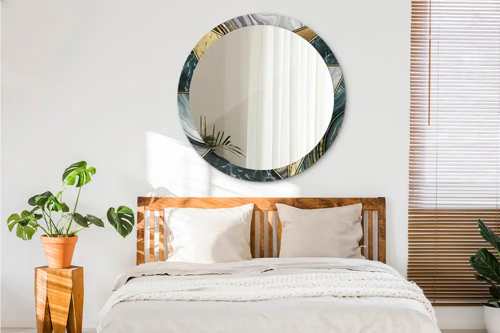 Espejo redondo impreso Estilo mármol