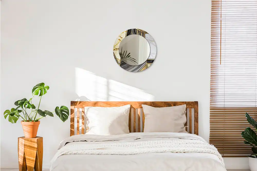 Espejo redondo impreso Estilo mármol