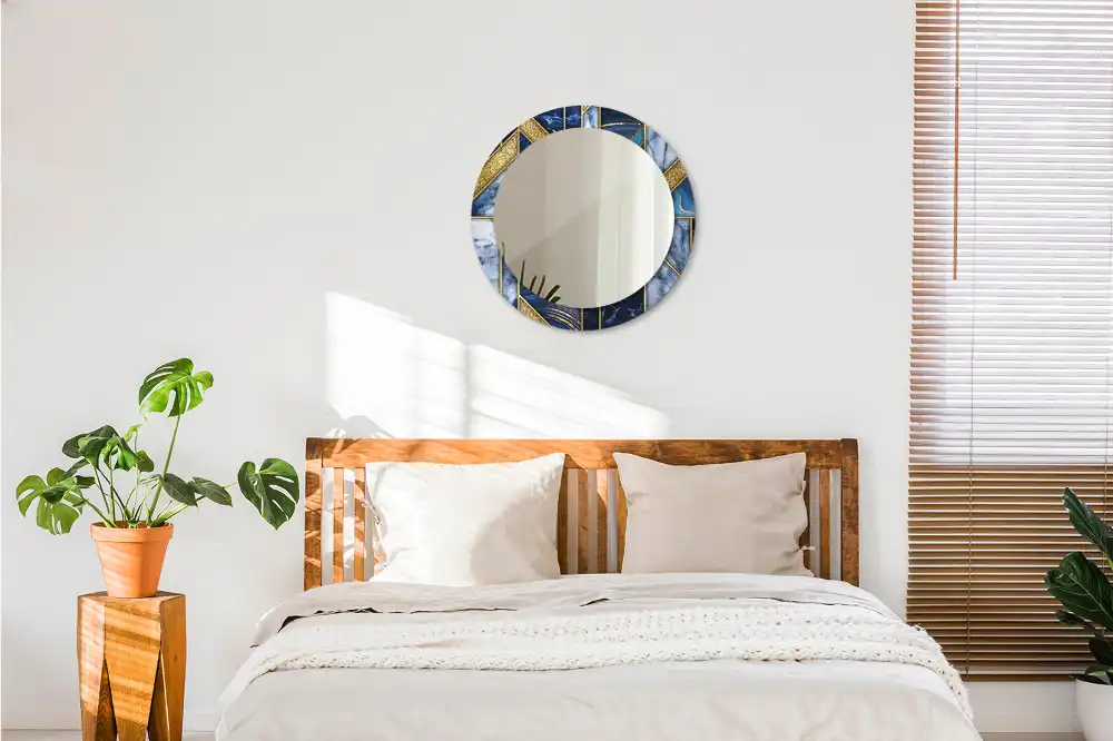 Espejo redondo con decoración Mármol moderno