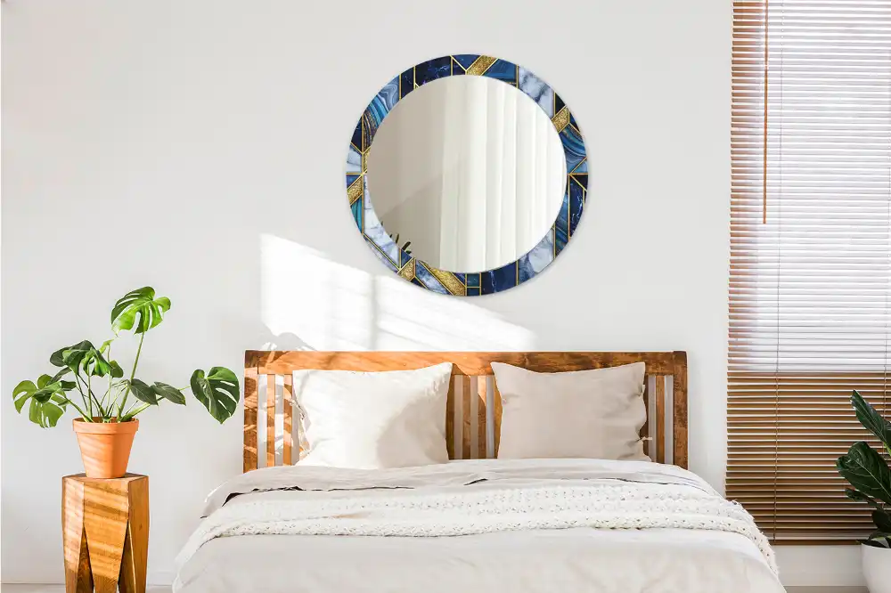 Espejo redondo con decoración Mármol moderno