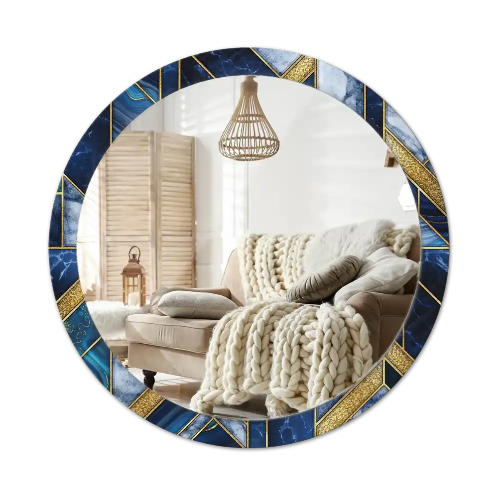 Espejo redondo con decoración Mármol moderno