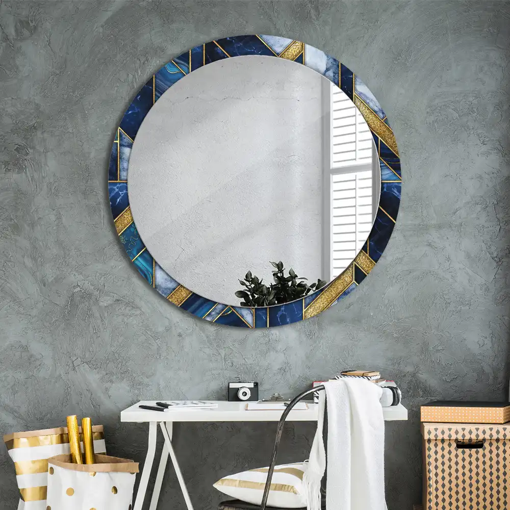 Espejo redondo con decoración Mármol moderno
