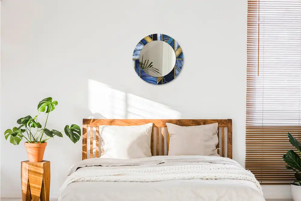 Espejo redondo con decoración Mármol moderno