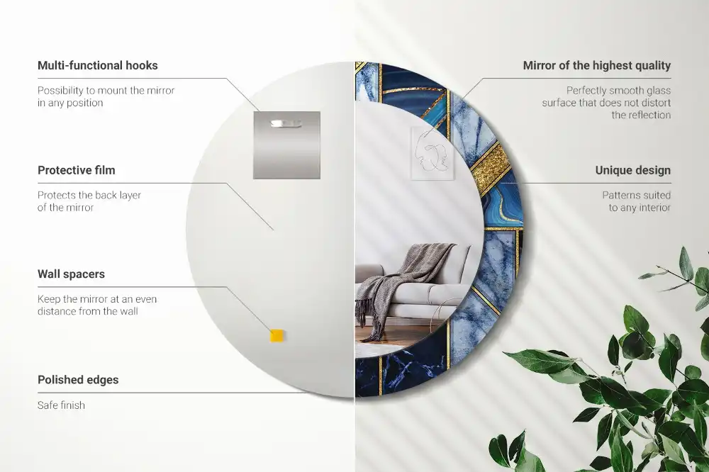 Espejo redondo con decoración Mármol moderno