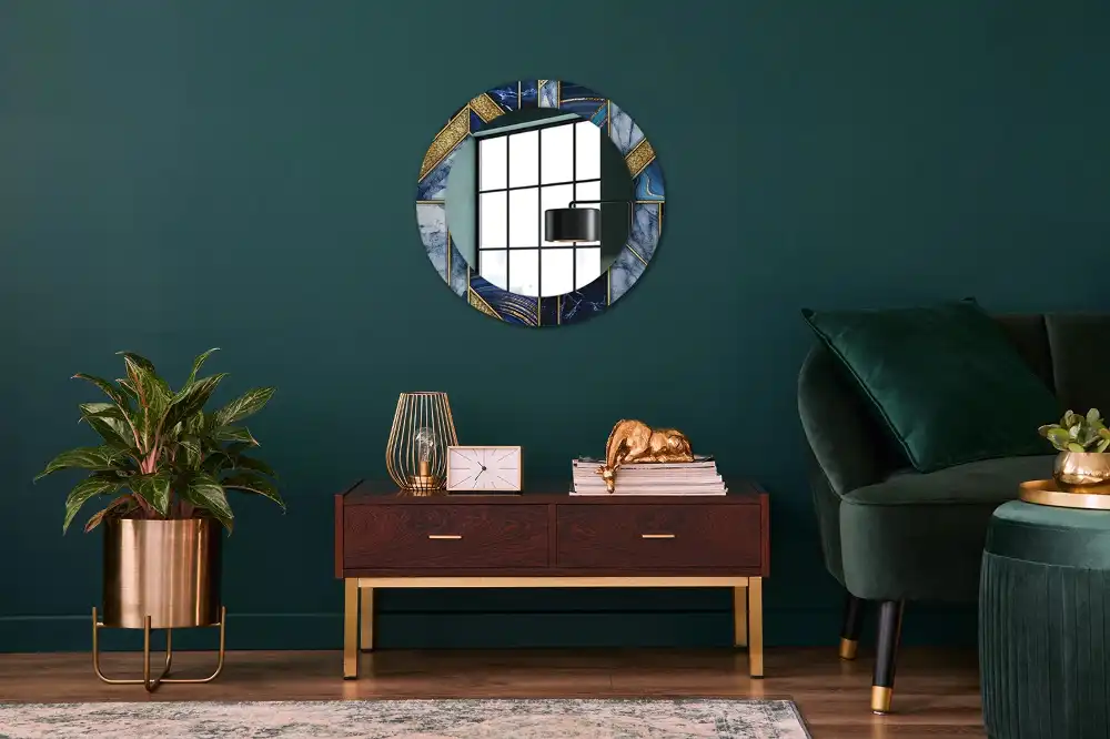 Espejo redondo con decoración Mármol moderno