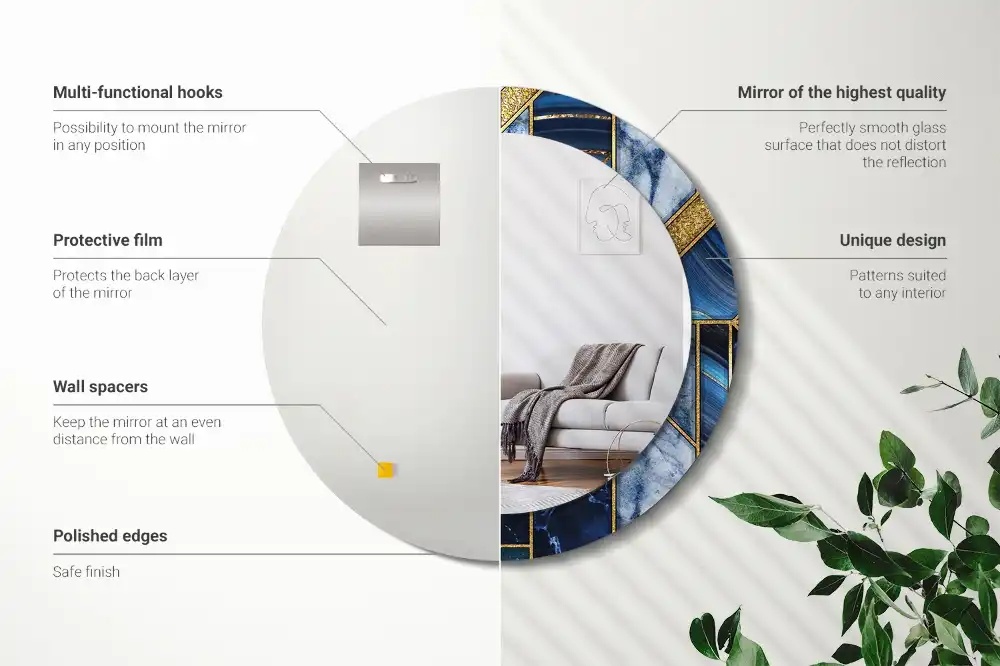 Espejo redondo con decoración Mármol moderno