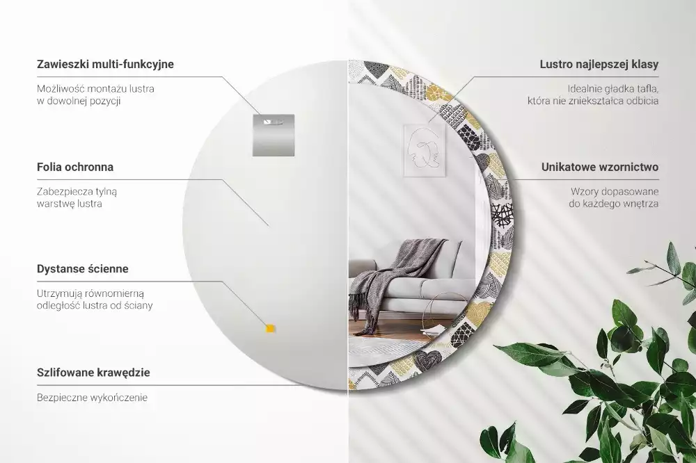 Espejo redondo estampado Estilo Doodle de Corazones