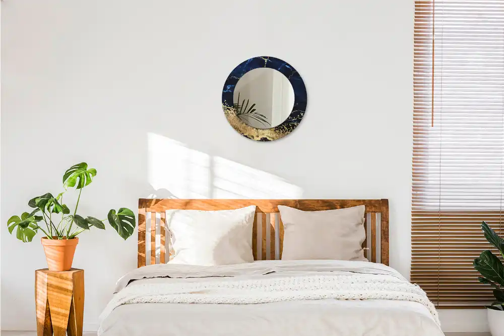 Espejo redondo impreso mármol azul