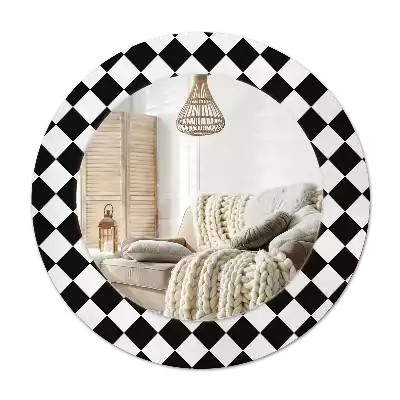 Espejo redondo con decoración Mesa de ajedrez