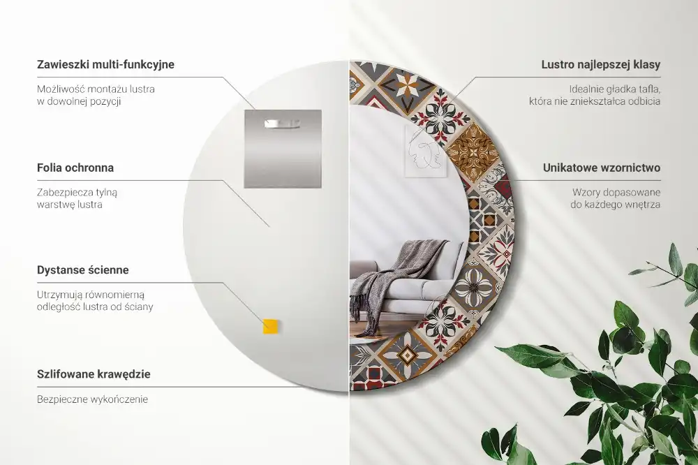 Espejo redondo impreso Patrón turco