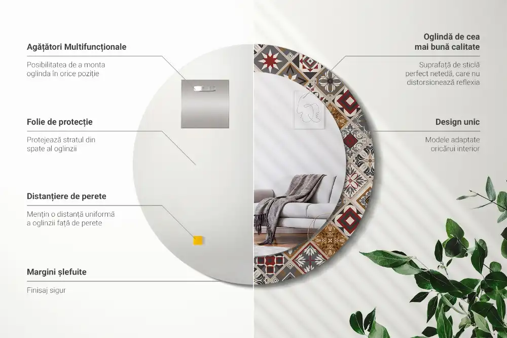 Espejo redondo impreso Patrón turco