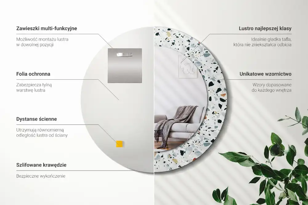 Espejo redondo con decoración Piedra natural