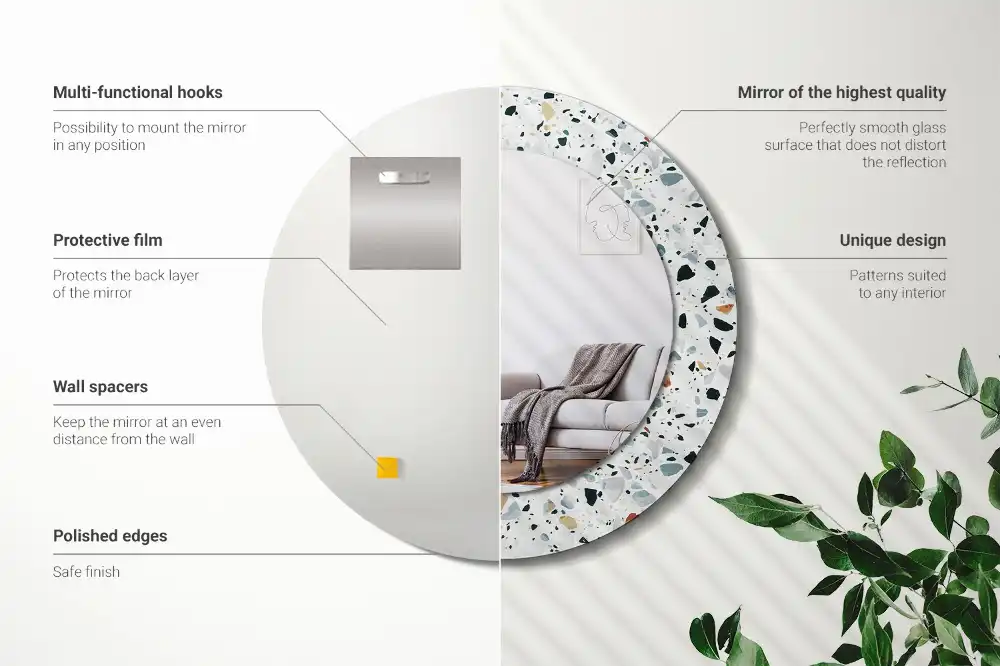 Espejo redondo con decoración Piedra natural