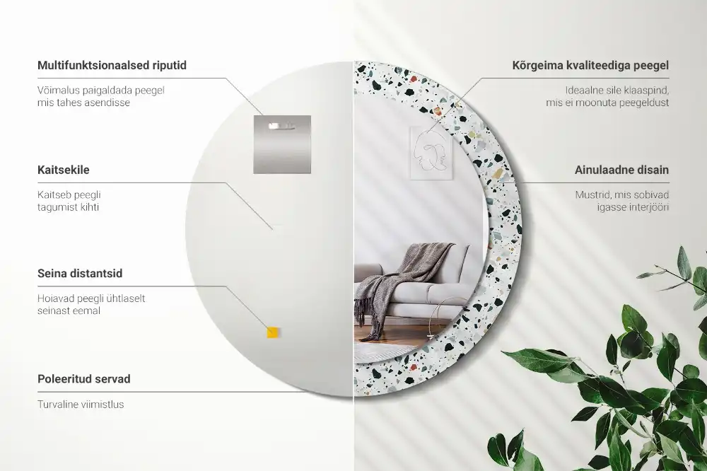 Espejo redondo con decoración Piedra natural