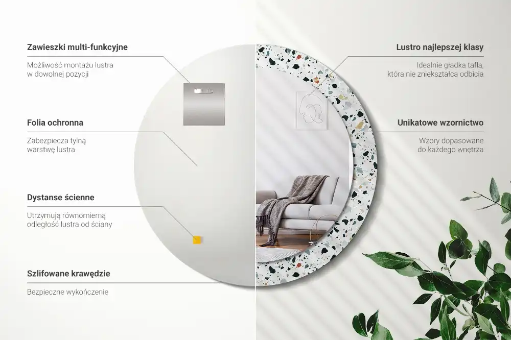 Espejo redondo con decoración Piedra natural