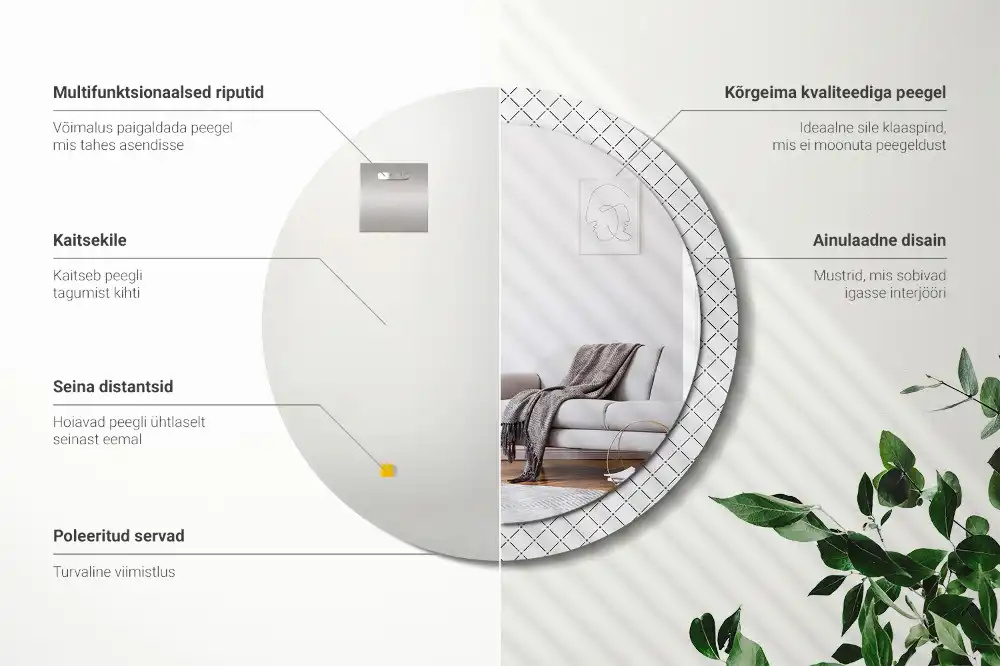 Espejo redondo estampado Líneas cruzadas