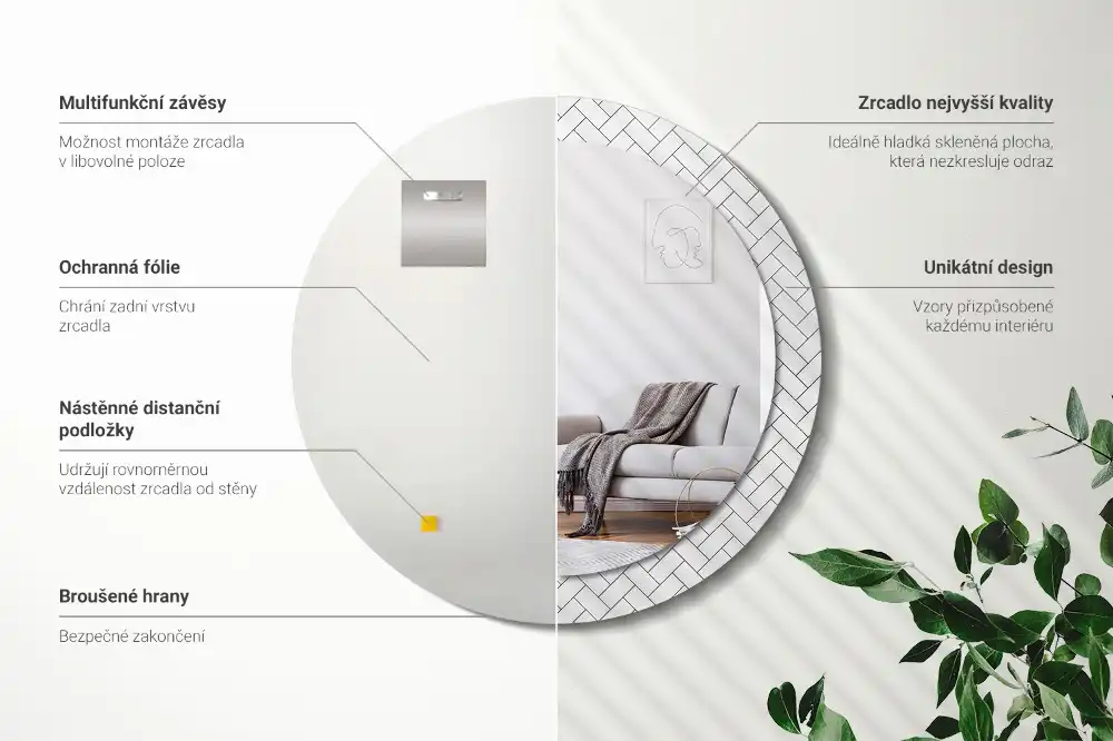 Espejo redondo estampado Espiga