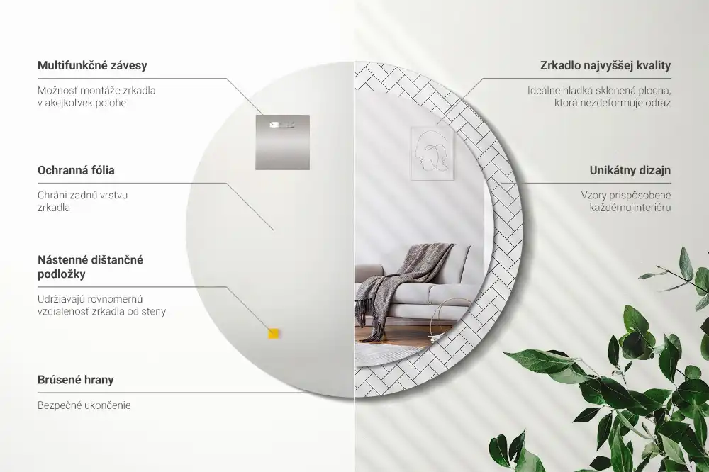 Espejo redondo estampado Espiga