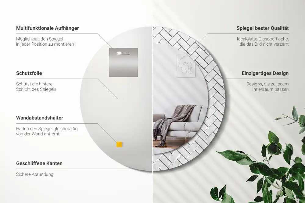 Espejo redondo estampado Espiga