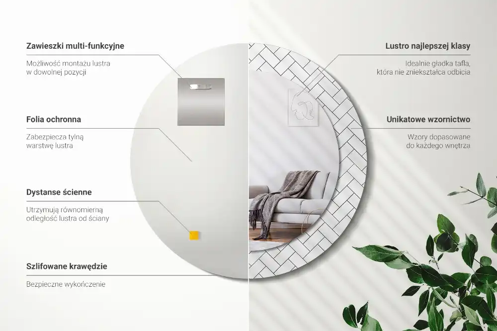 Espejo redondo estampado Espiga