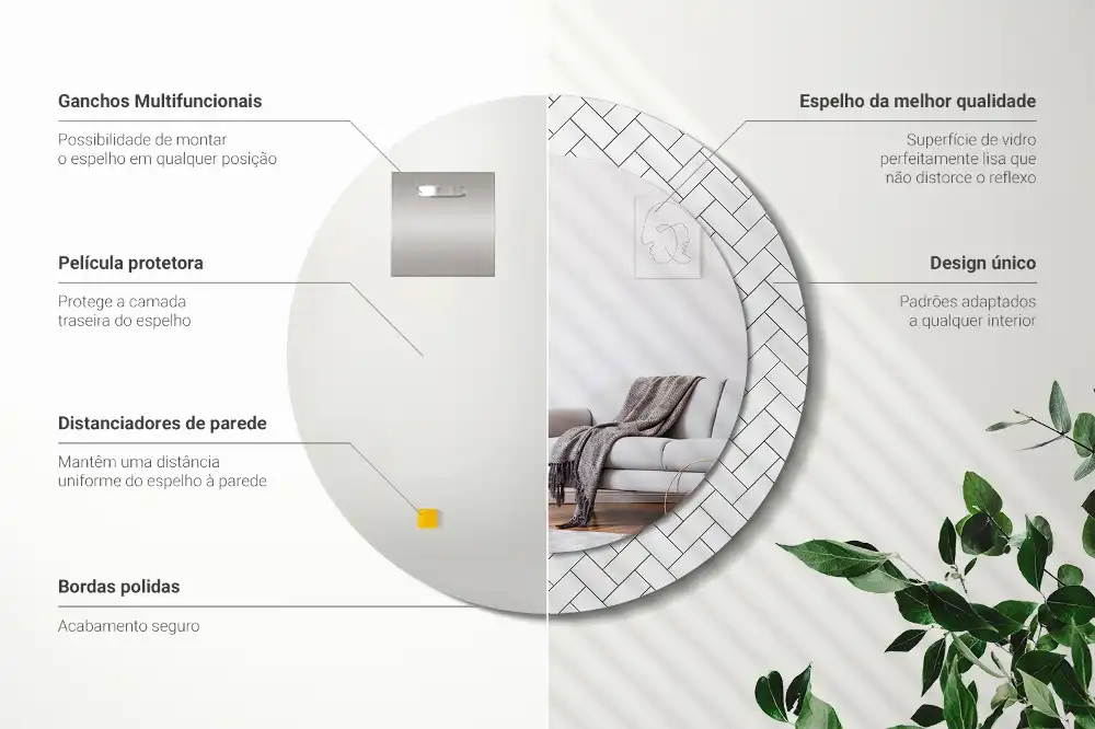 Espejo redondo estampado Espiga