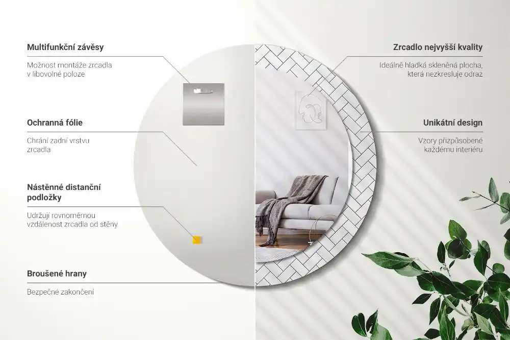 Espejo redondo estampado Espiga