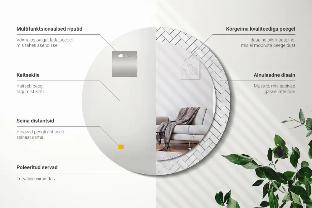 Espejo redondo estampado Espiga