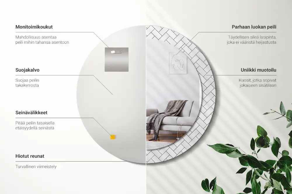 Espejo redondo estampado Espiga