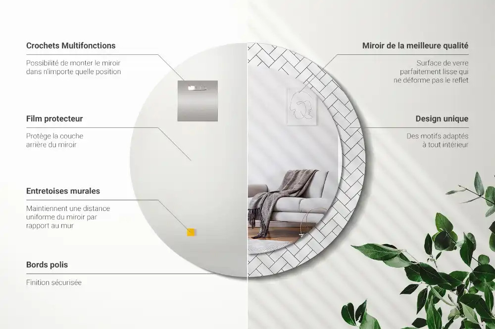 Espejo redondo estampado Espiga