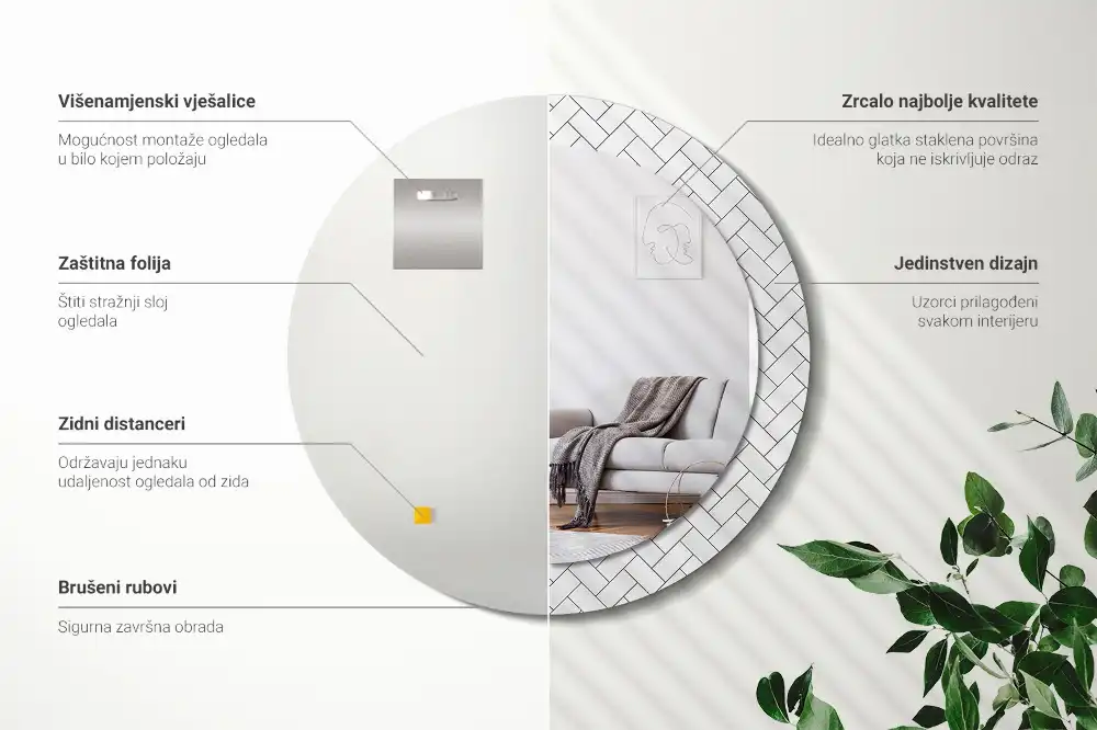 Espejo redondo estampado Espiga