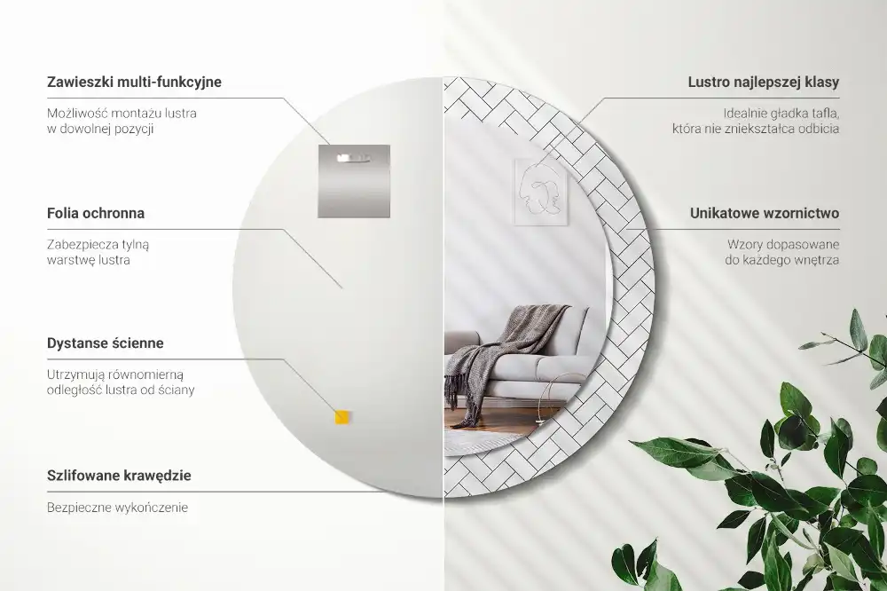 Espejo redondo estampado Espiga