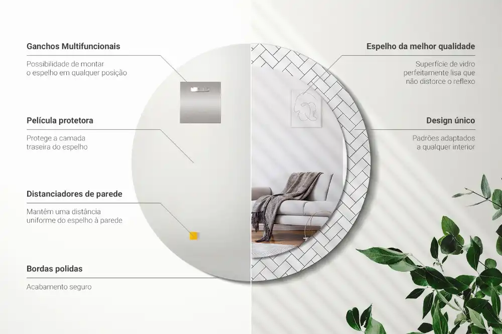 Espejo redondo estampado Espiga