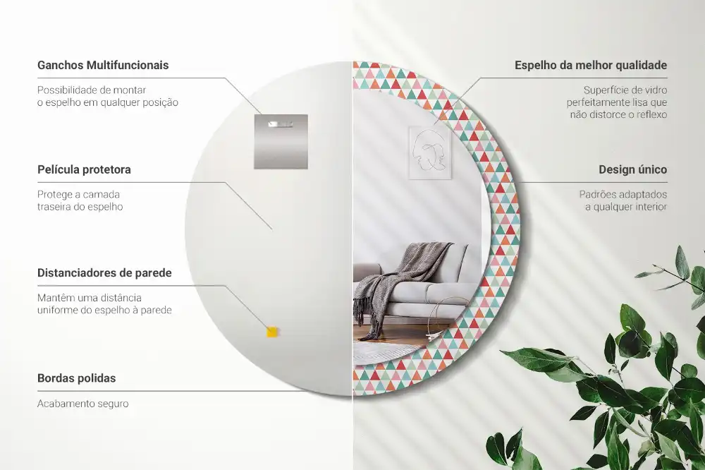 Espejo redondo con decoración Patrón geométrico