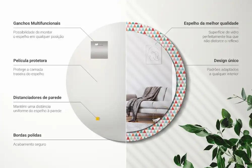 Espejo redondo con decoración Patrón geométrico