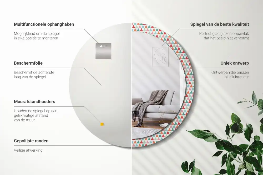 Espejo redondo con decoración Patrón geométrico