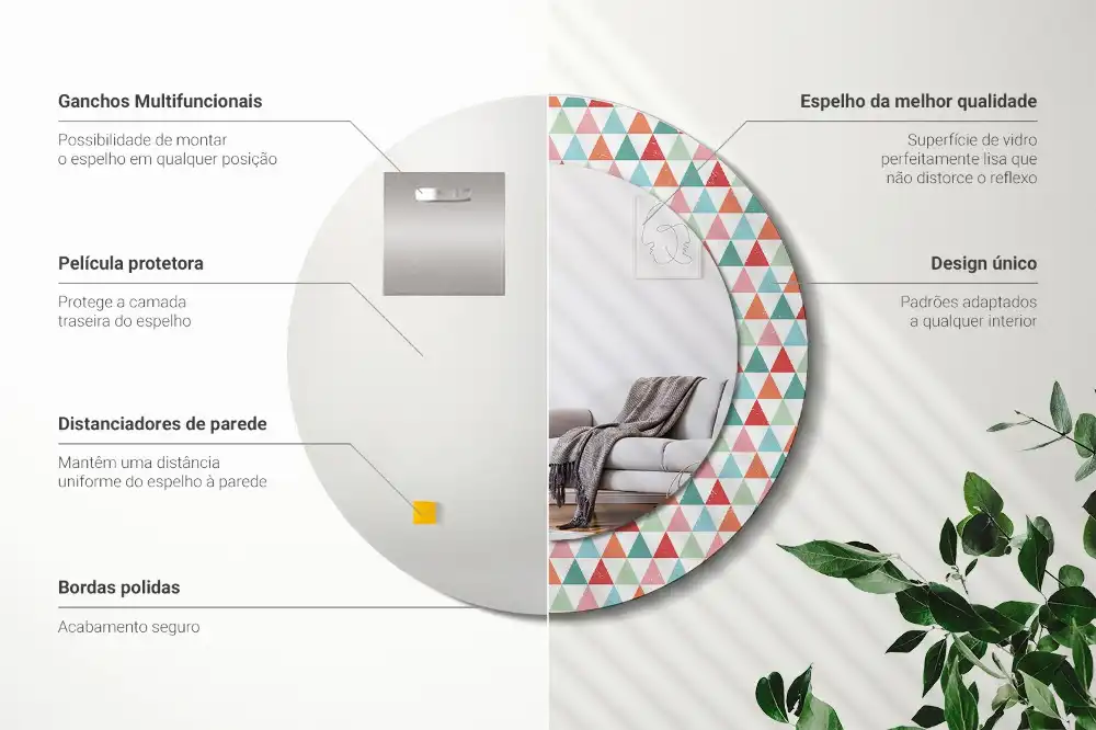 Espejo redondo con decoración Patrón geométrico