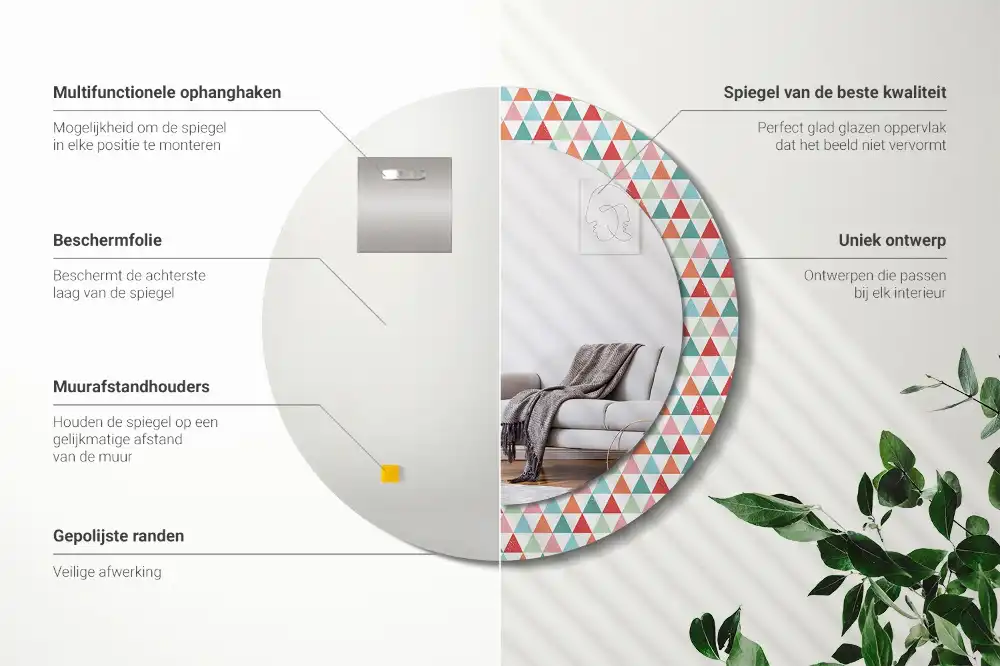 Espejo redondo con decoración Patrón geométrico