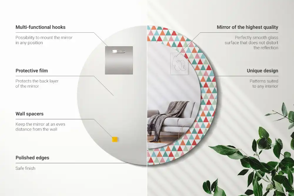 Espejo redondo con decoración Patrón geométrico