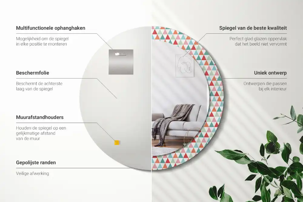 Espejo redondo con decoración Patrón geométrico