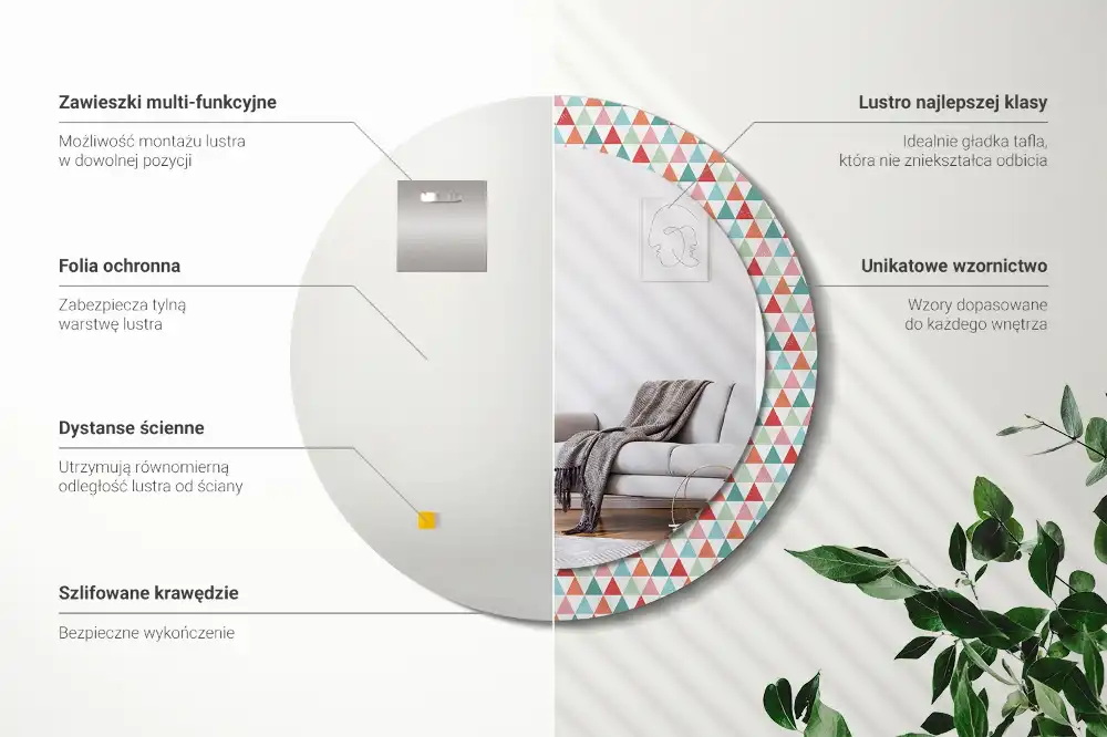 Espejo redondo con decoración Patrón geométrico