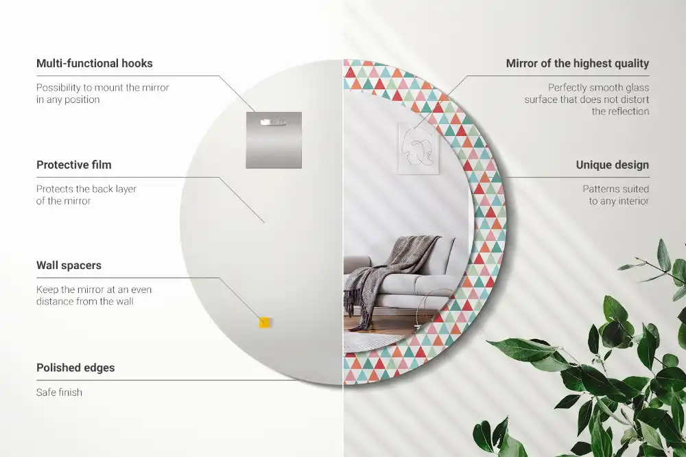 Espejo redondo con decoración Patrón geométrico