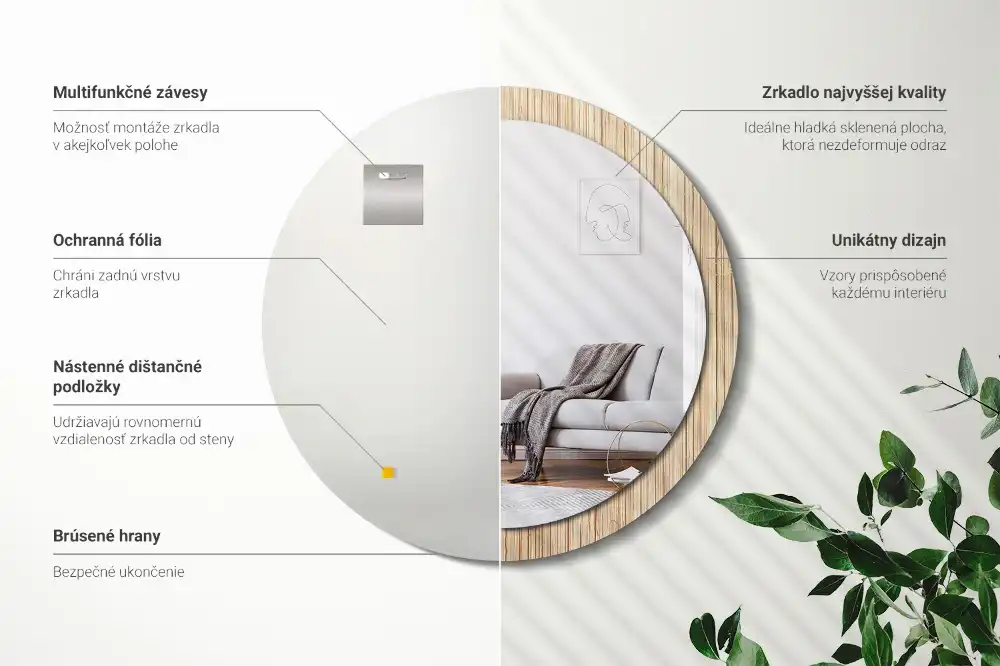 Espejo redondo con decoración paja de bambú