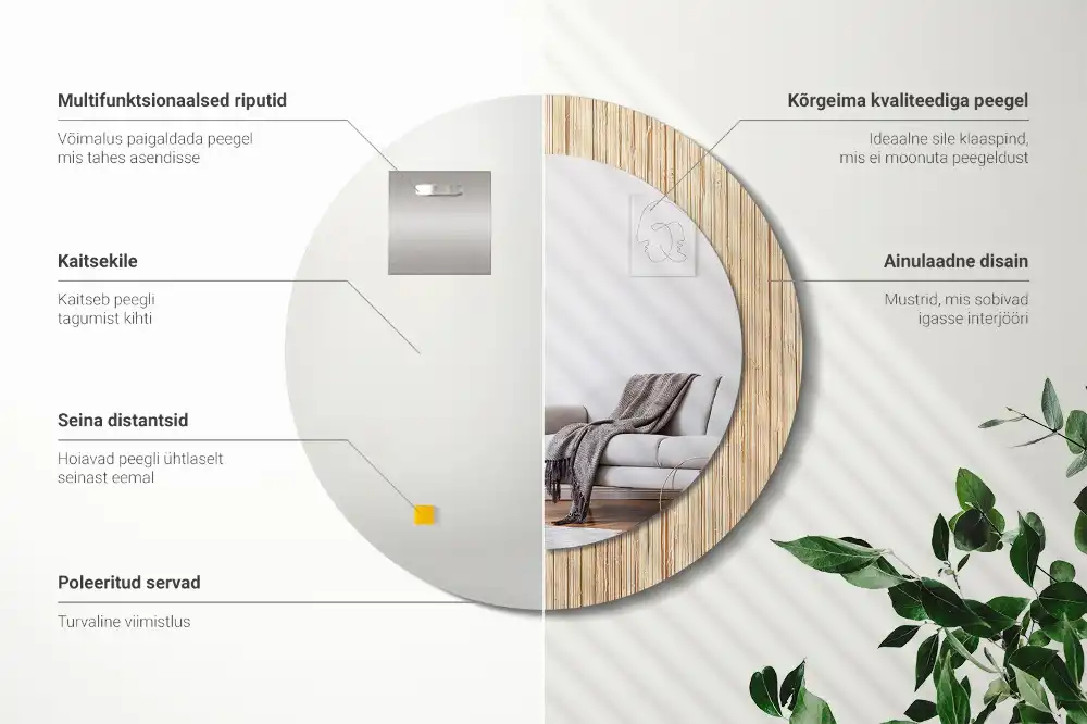 Espejo redondo con decoración paja de bambú