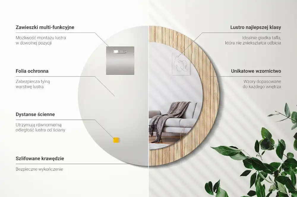 Espejo redondo con decoración paja de bambú