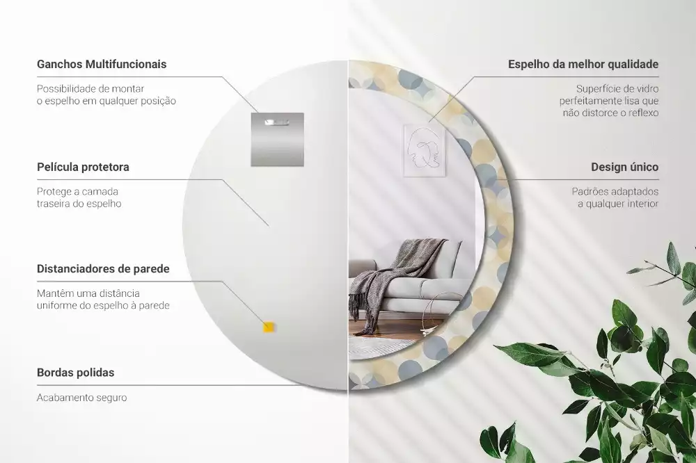 Espejo redondo estampado círculos geométricos