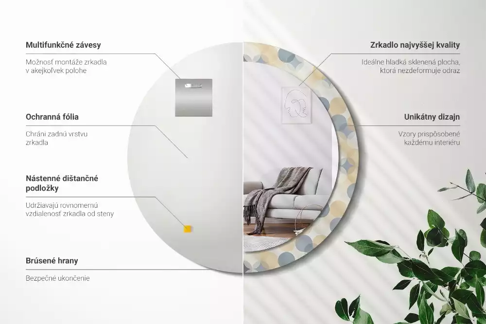 Espejo redondo estampado círculos geométricos