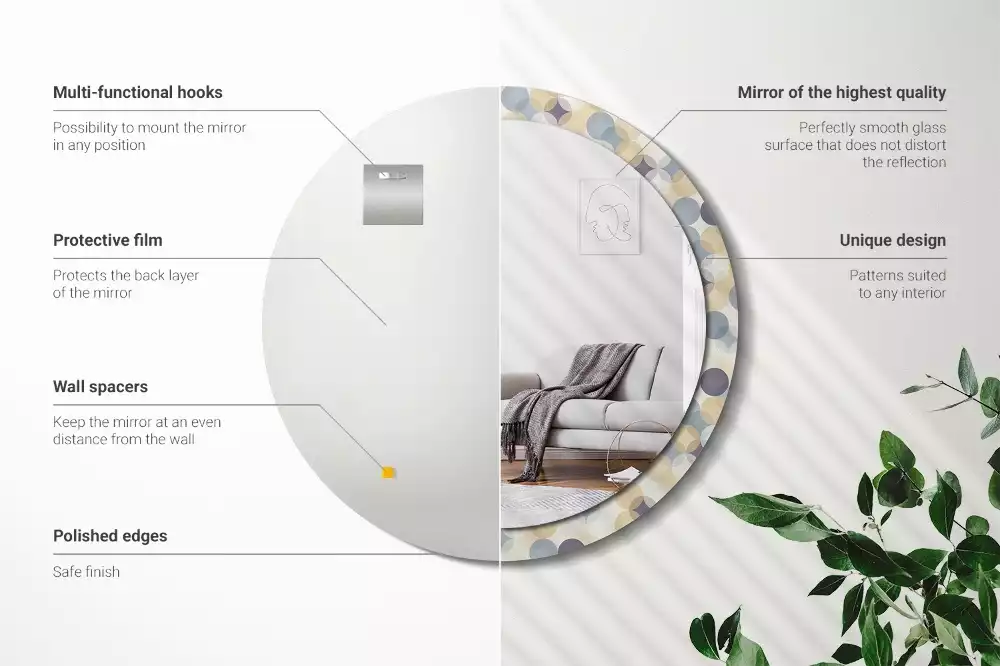 Espejo redondo estampado círculos geométricos