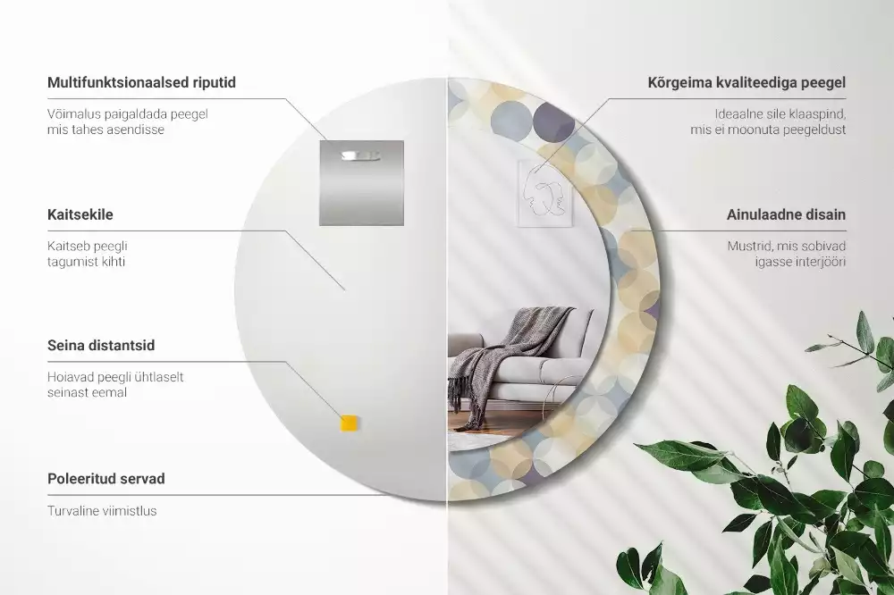 Espejo redondo estampado círculos geométricos