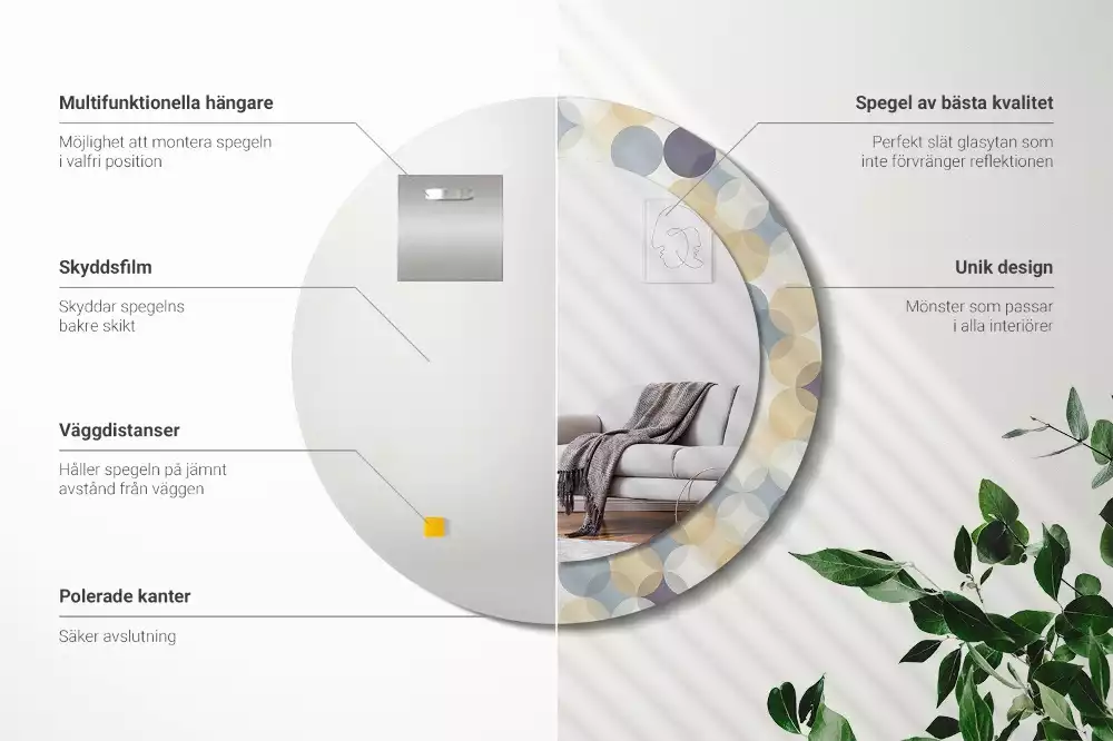 Espejo redondo estampado círculos geométricos