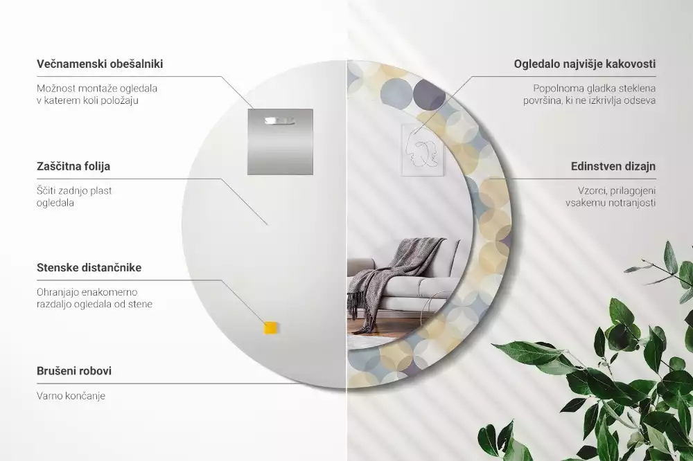 Espejo redondo estampado círculos geométricos